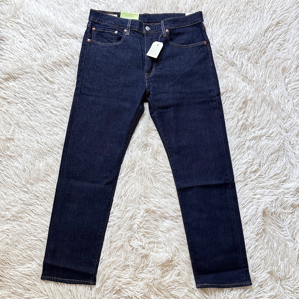 NWT Mens Levis Dark Wash 502 Taper Stretch Flex Eco Performance Size 34 x 30